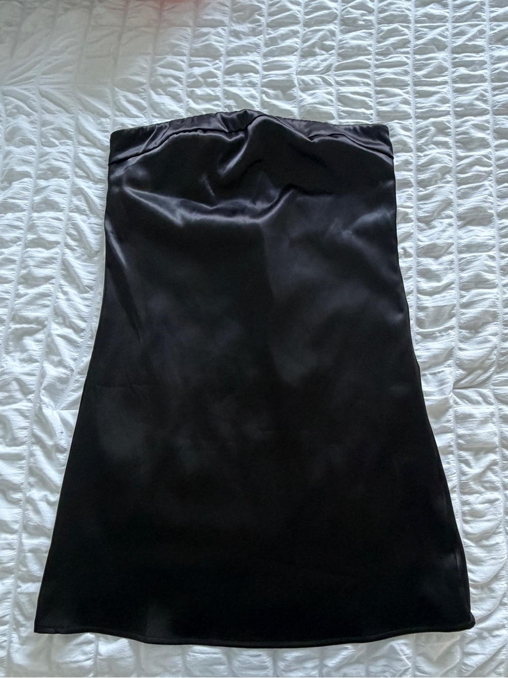 Women's Black Strapless Satin Slip Dress